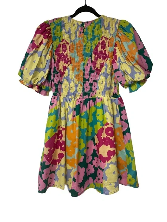 Crosby by Mollie Burch Multicolor Floral Smocked Puff Sleeve Dress Size M - Picture 2 of 12